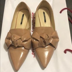 Zara patent nude bow flats sz 40